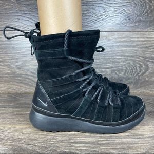 Nike Roshe One High Black Suede Fleece Lined Sneaker Boots - Women's 7
